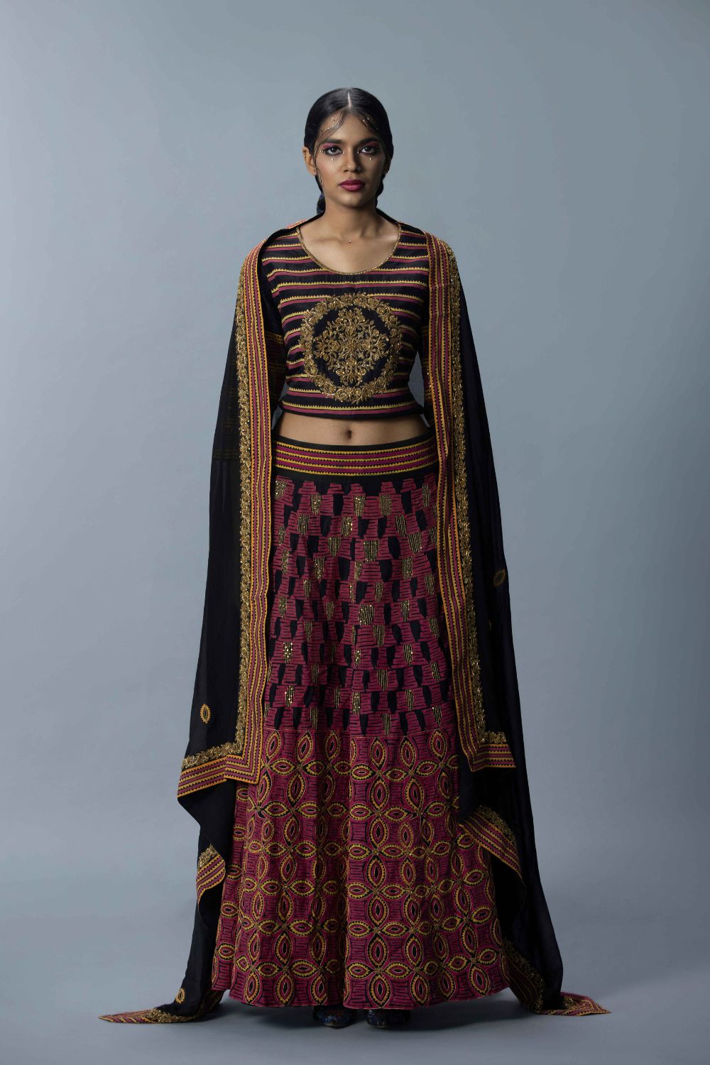 Embroidered Lehenga With Blouse And Dupatta