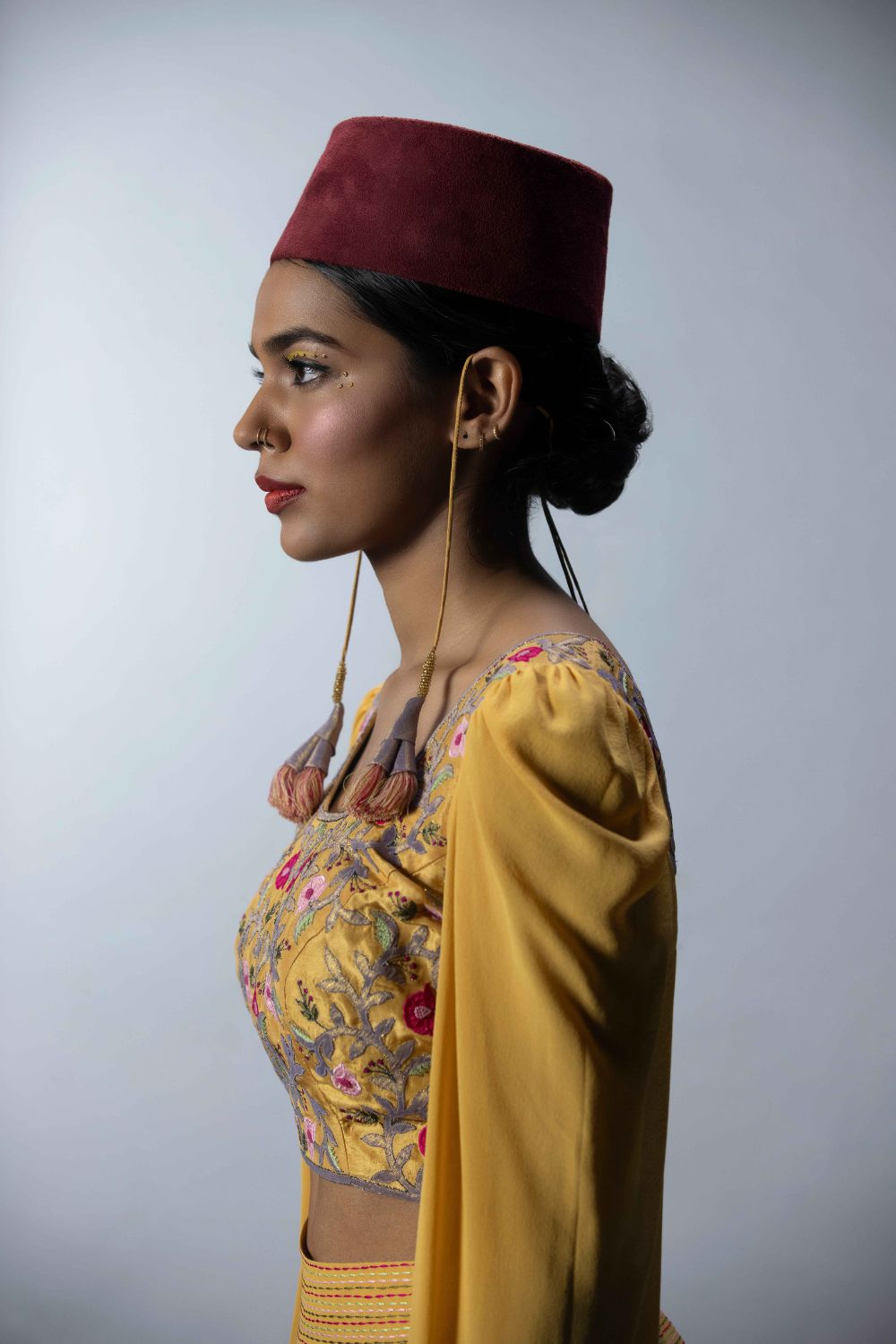 Embroidered Statement Blouse With Palazzos