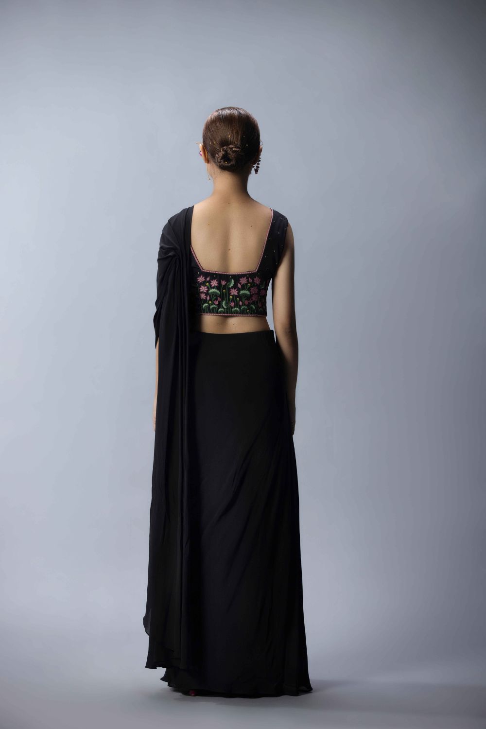 Embroidered Blouse With A Draped Saree