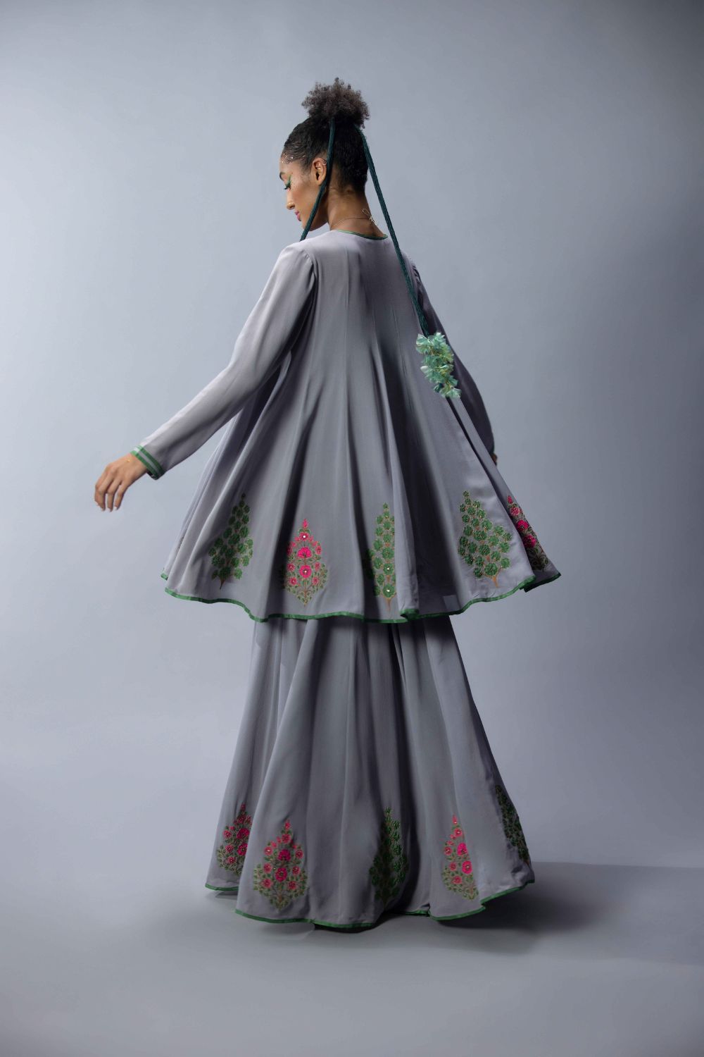 Flared Embroidered Tunic With Palazzos