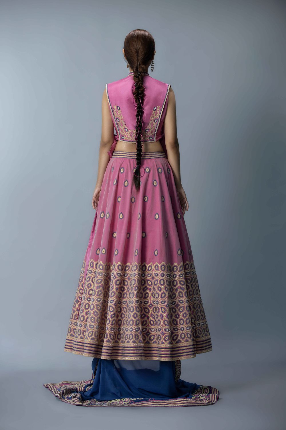 Embroidered Lehenga With Statement Blouse And Dupatta