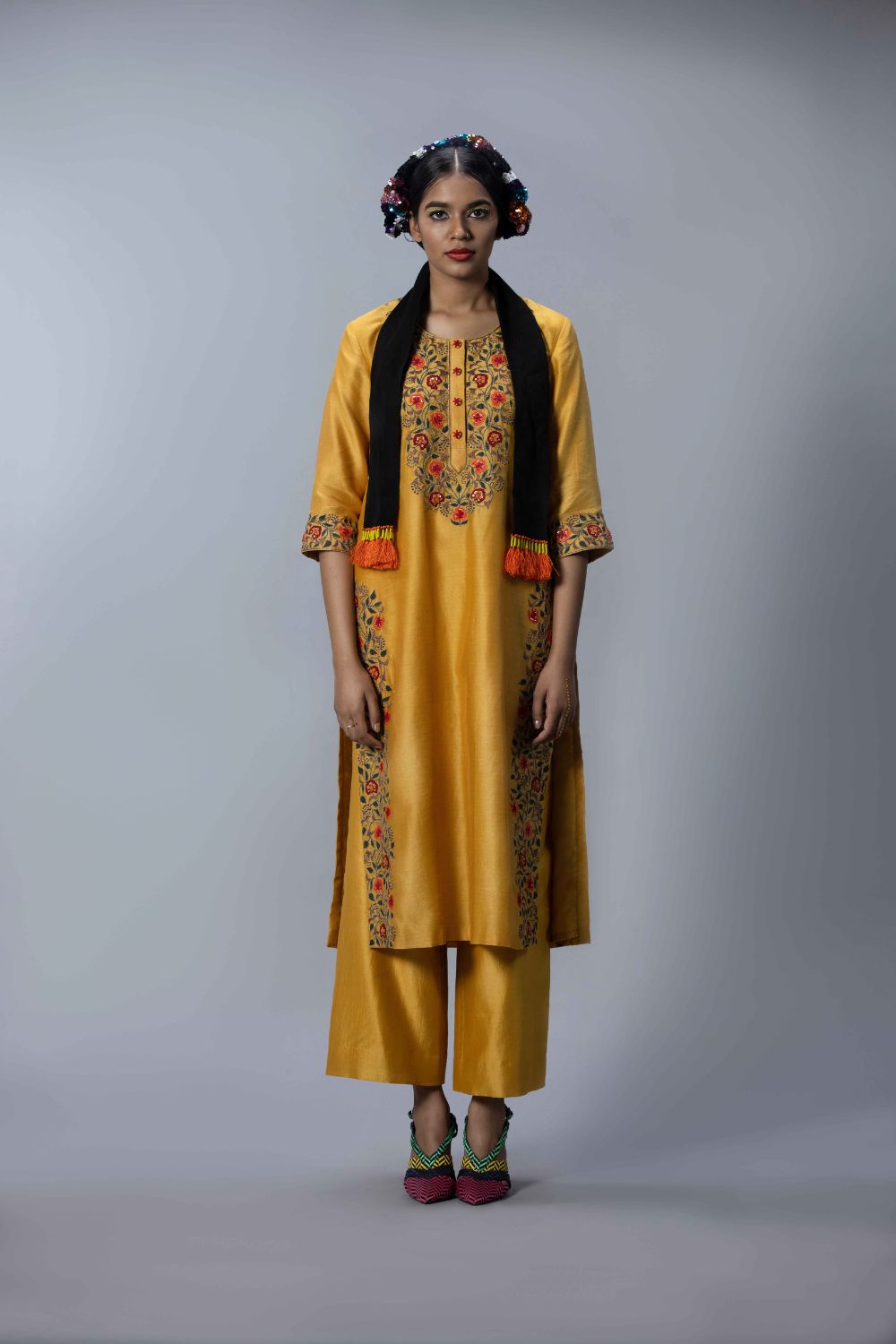 Embroidered Kurta With Straight Pants
