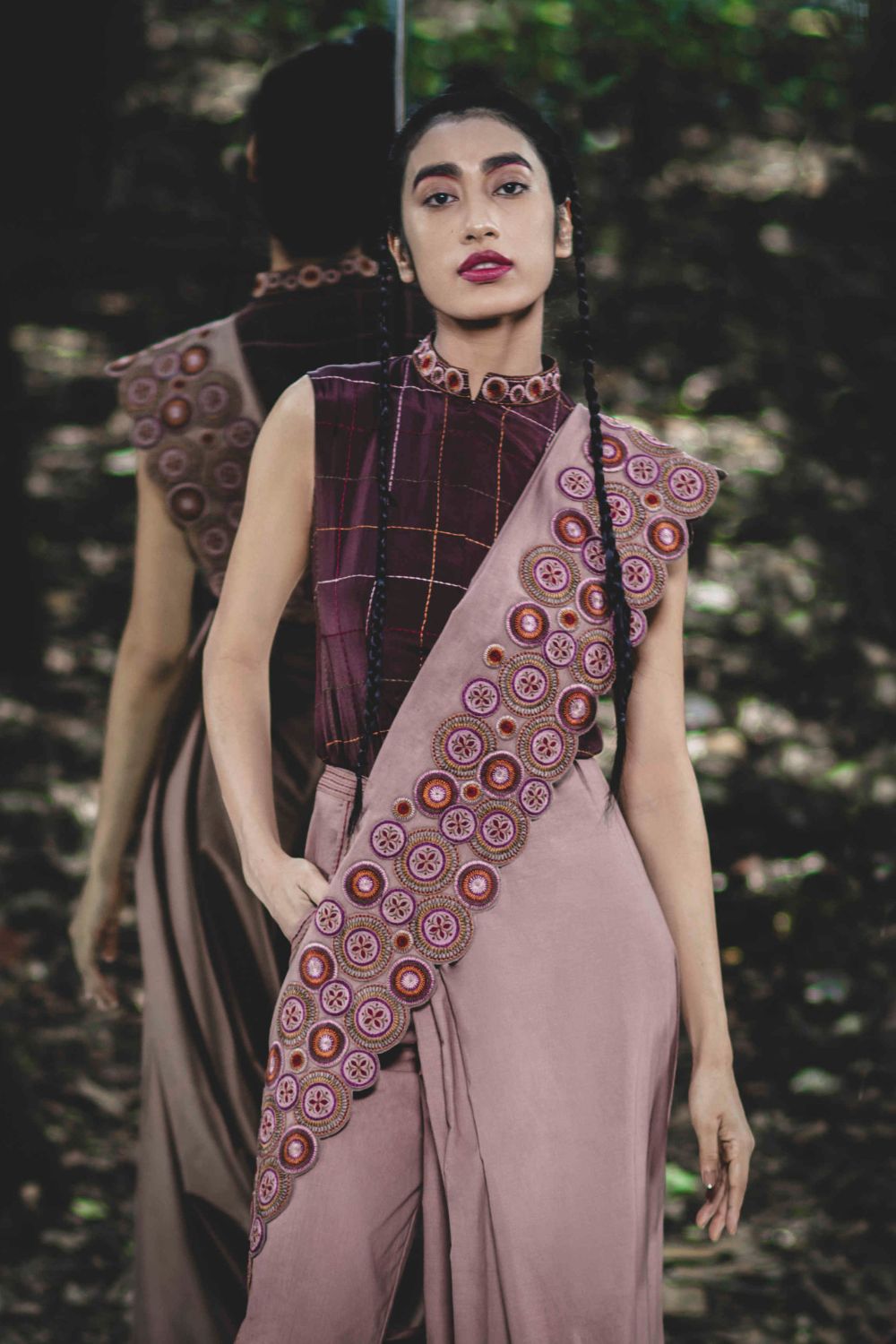 Light Brown Pre Pleated Pant Saree