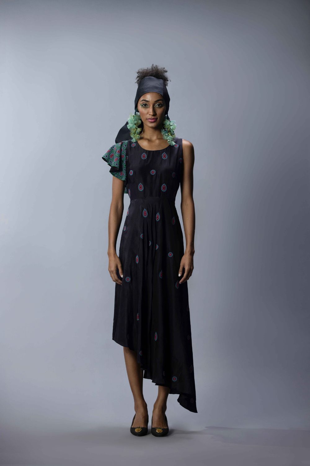 Asymmetric Dress With Applique Details