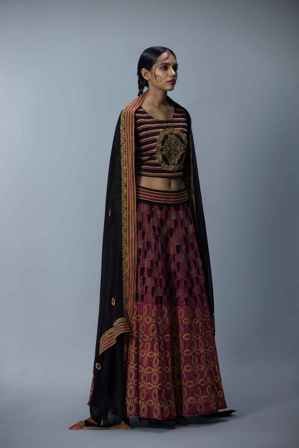 Embroidered Lehenga With Blouse And Dupatta