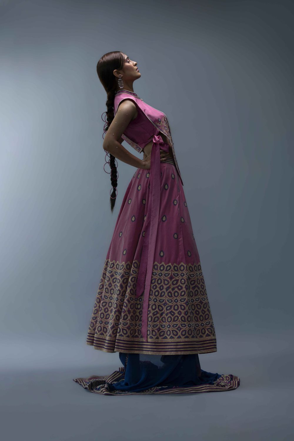 Embroidered Lehenga With Statement Blouse And Dupatta