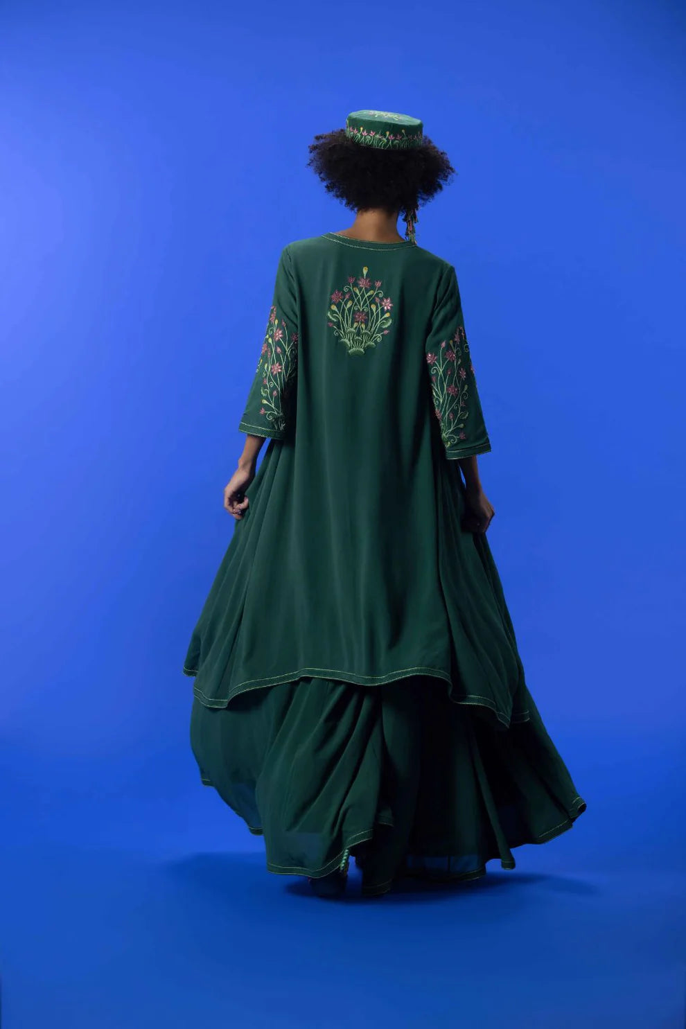 Embroidered Flared Tunic With Palazzos