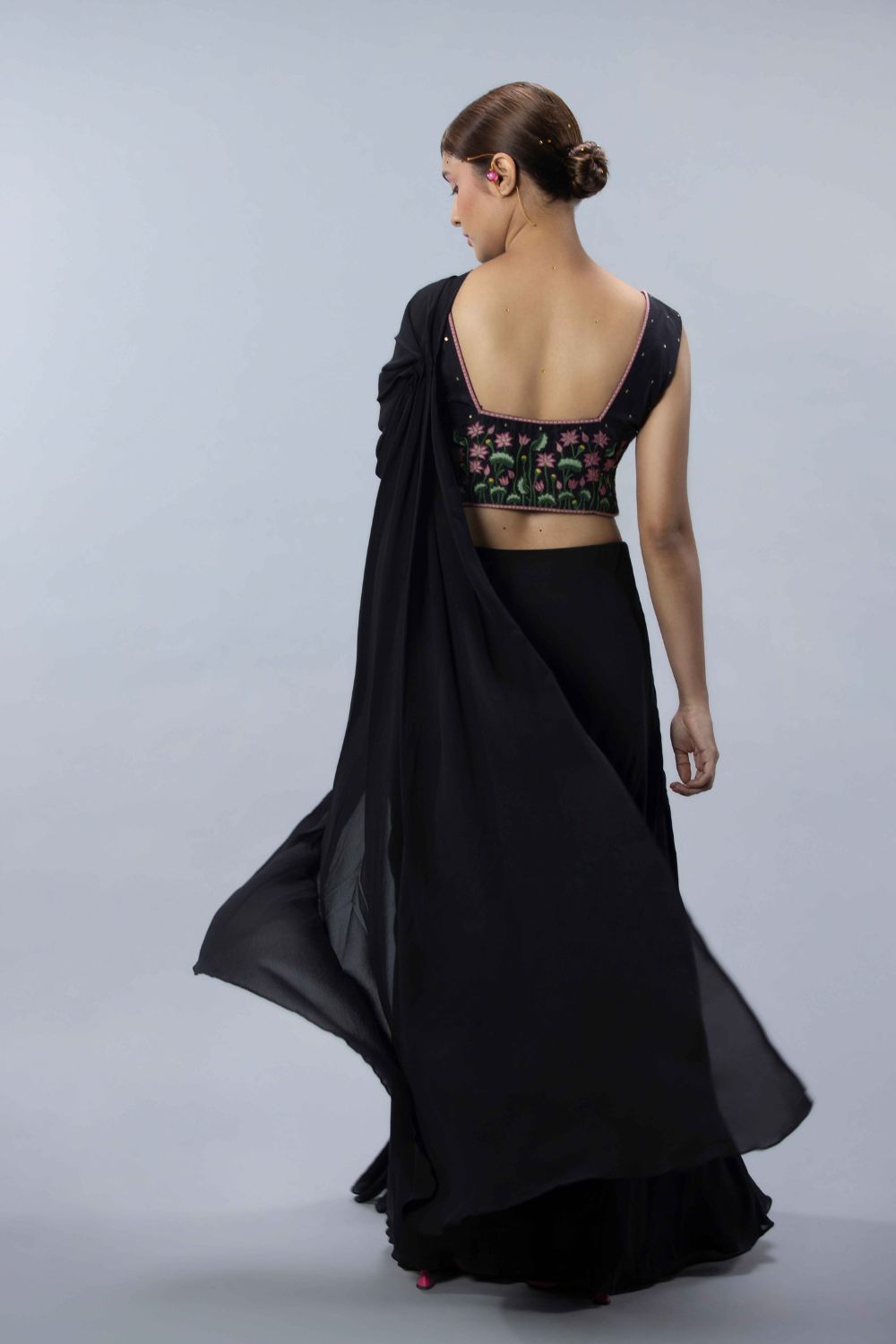Embroidered Blouse With A Draped Saree