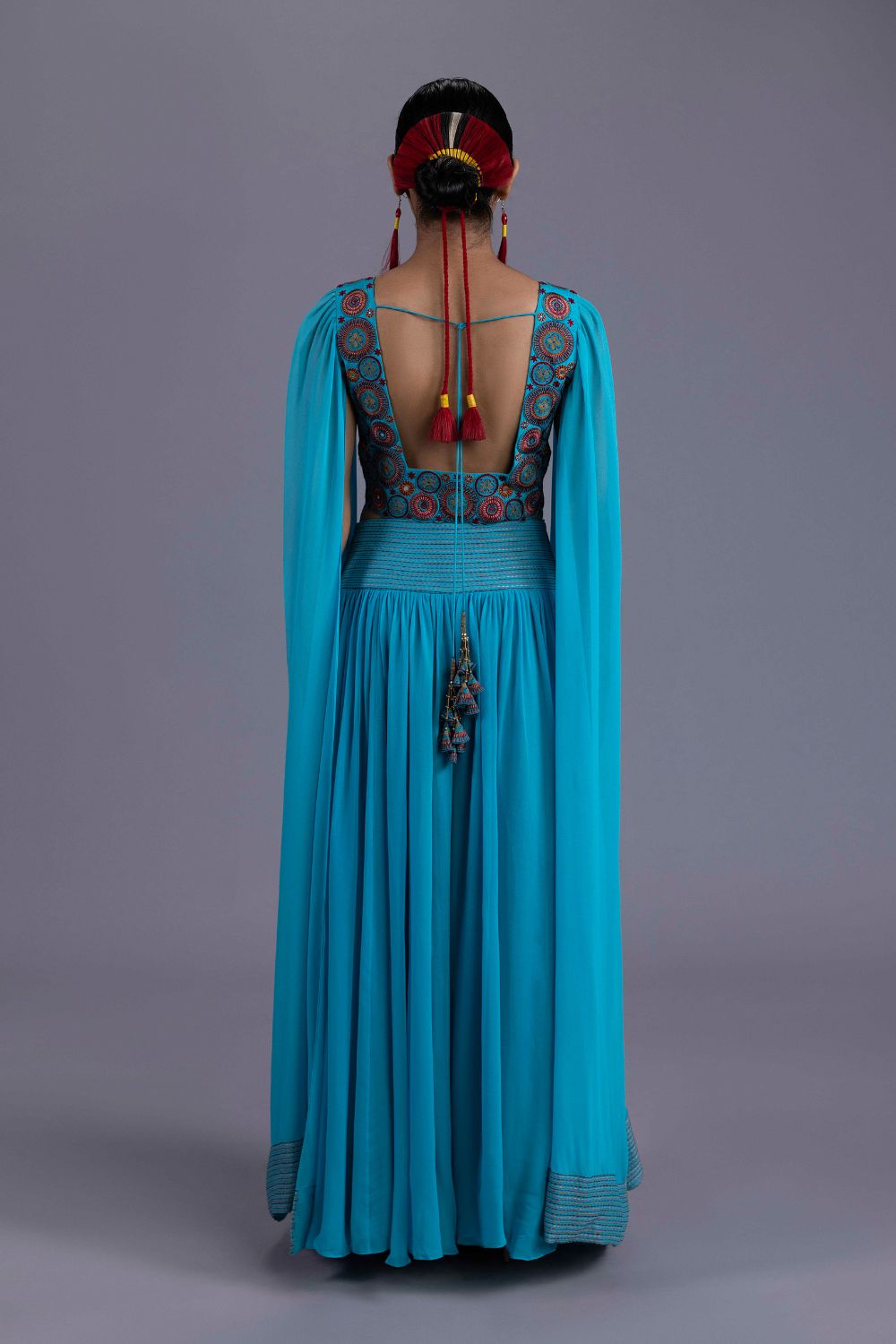 Applique Embroidered Crop Top Palazzo Set
