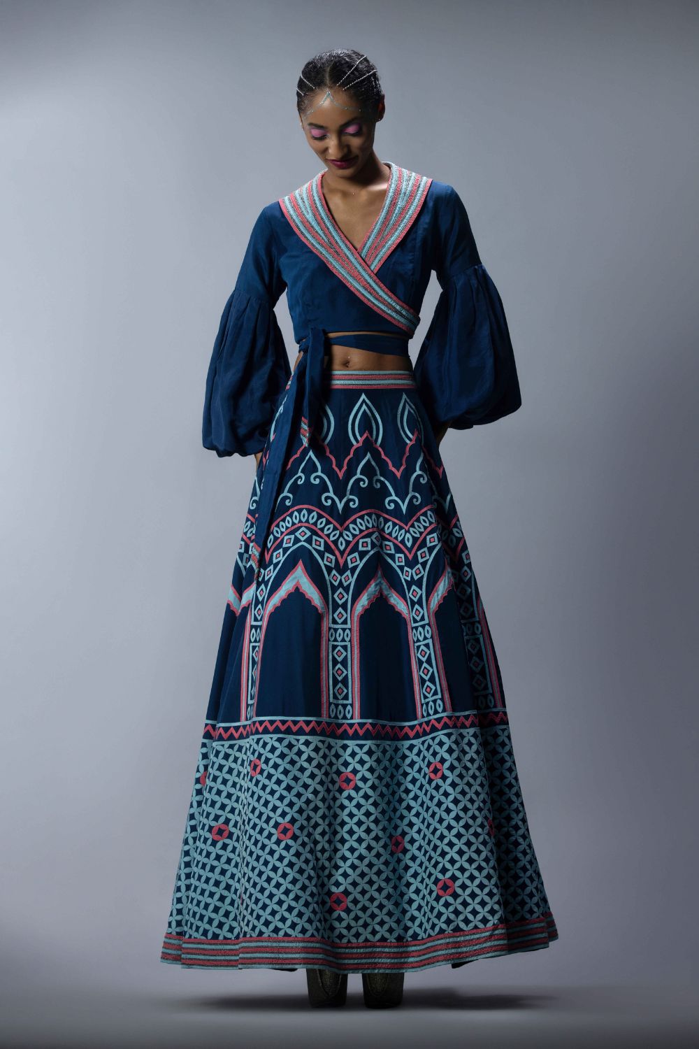 Lehenga With Applique Details And Blouse