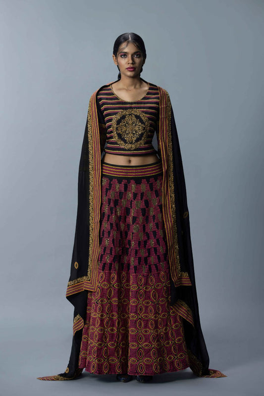 Embroidered Lehenga With Blouse And Dupatta